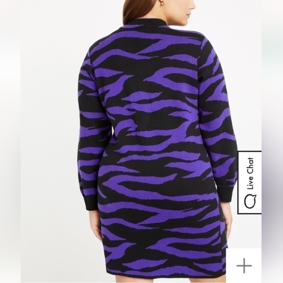 Eloquii Tiger Intarsia Sweater Dress - Picture 2 of 12